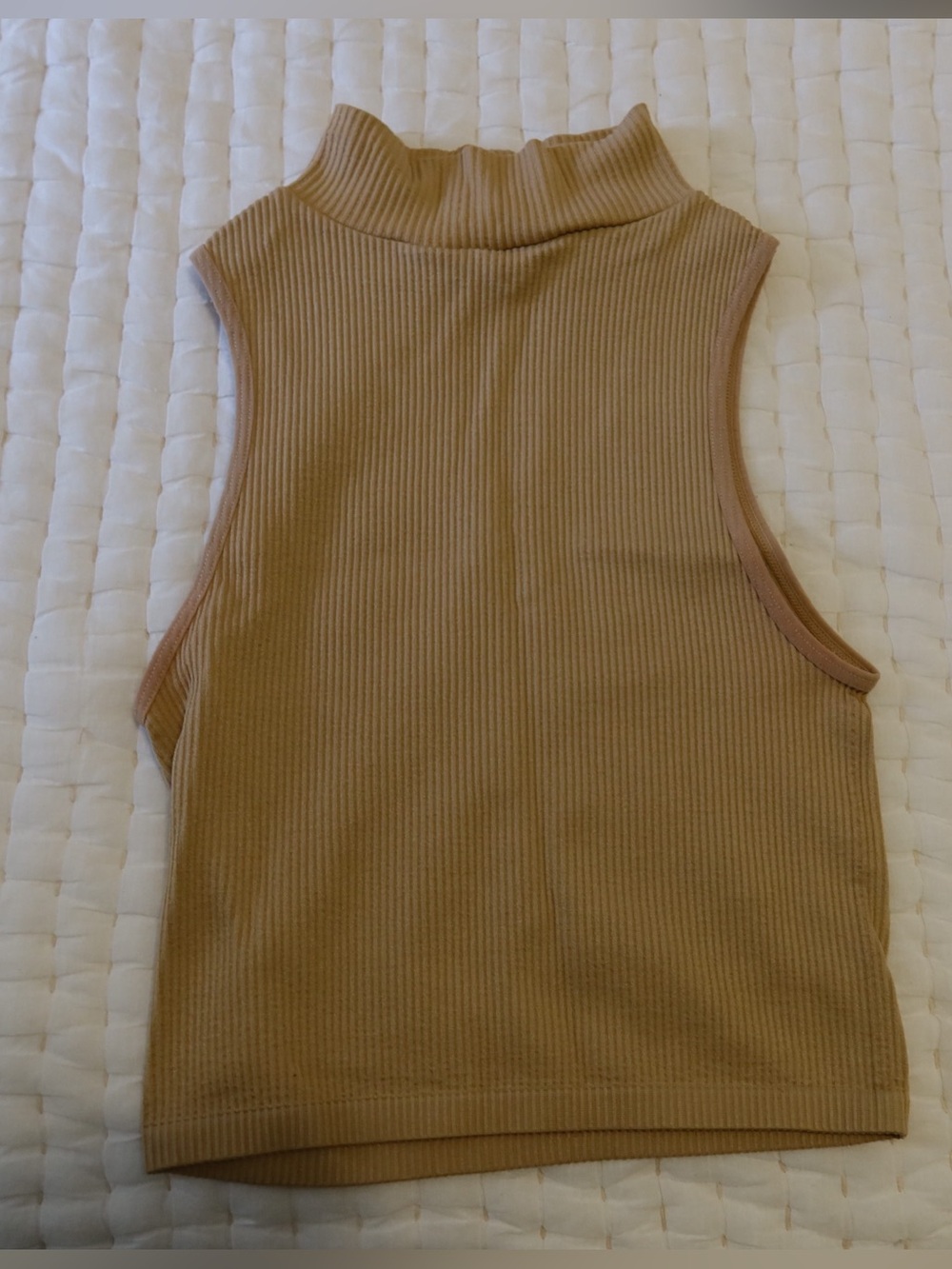 Zara Ribbed Mock Neck Tank - Camel